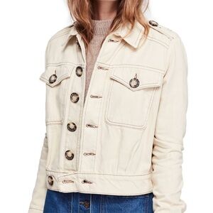 Free People Eisenhower Button Up Jean Jacket - M - Cream